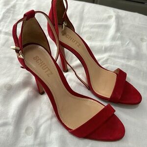 Schutz red suede heel